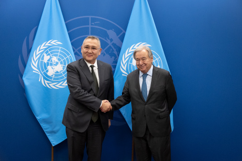 CSTO Secretary General Talatbek Masadykov holds a working meeting with UN Secretary-General António Guterres