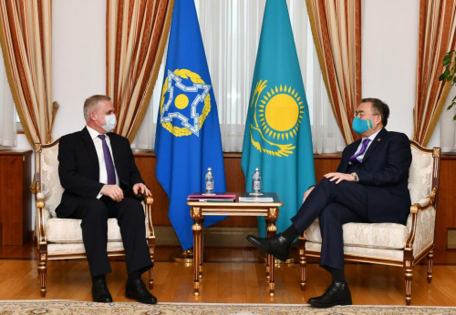 The CSTO Secretary General had a meeting with the Deputy Prime Minister - Minister of Foreign Affairs of the Republic of Kazakhstan Mukhtar Tleuberdi