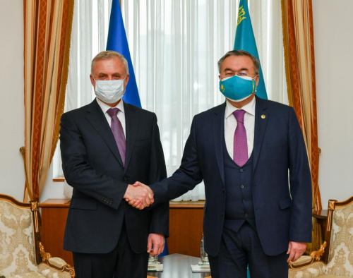 The CSTO Secretary General Stanislav Zas had a meeting with the Foreign Minister of the Republic of Kazakhstan Mukhtar Tleuberdi in Nur-Sultan