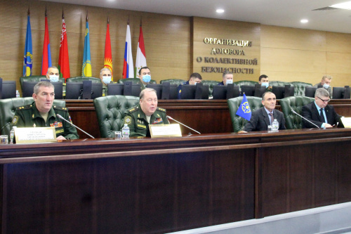 The events of joint training of command and control bodies and formations of the assets of the CSTO collective security system in 2021 were discussed at the Joint Staff of the Organization via videoconferencing