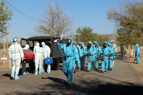 In the course of the trainings of the CSTO Collective Forces in the Republic of Kazakhstan, a combined NBC defense unit localized a nidus of infectious contamination