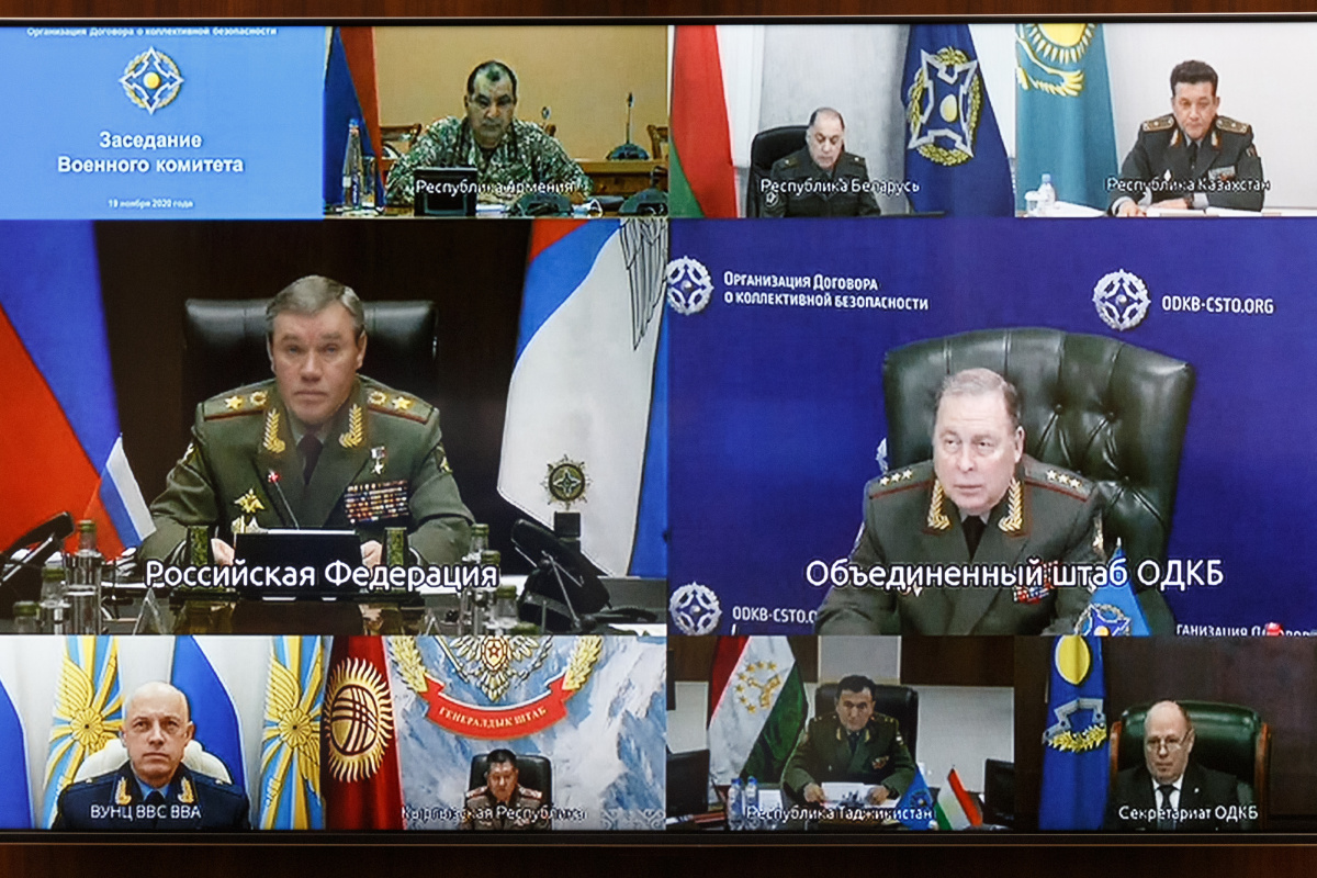 The Chiefs of General Staffs at a meeting of the CSTO Military Committee via videoconferencing discussed the challenges and threats to military security in the Caucasian, East European and Central Asian regions of the CSTO collective security