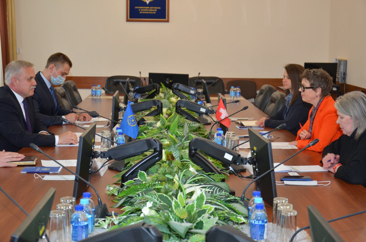 The CSTO Secretary General Stanislav Zas had a meeting with Swiss Ambassador to Russia Christine Marty Lang