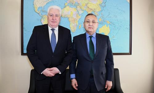 A working meeting was held at the CSTO Secretariat between Secretary General Taalatbek Masadykov and Igor Korotchenko, Editor-in-Chief of the magazine “National Defense”